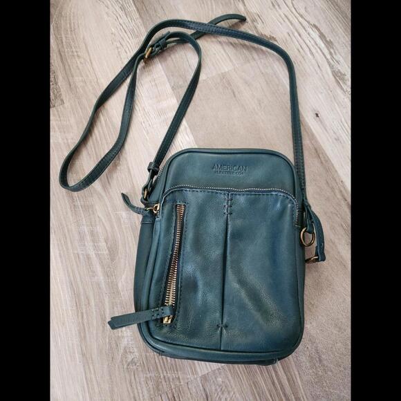American Leather Teal Crossbody Bag - Picture 3 of 8